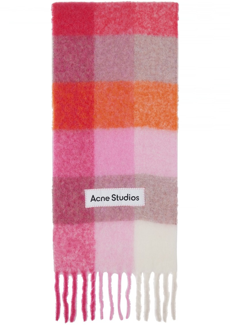 Acne Studios Pink & Orange Mohair Checked Scarf