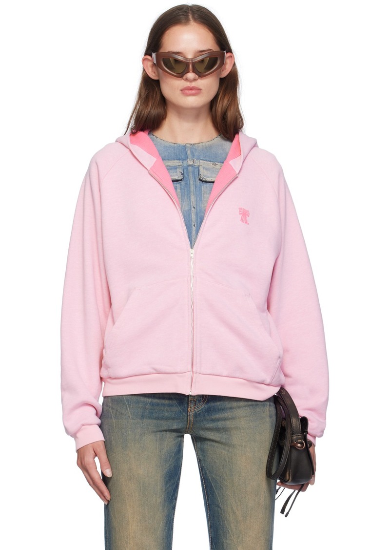 Acne Studios Pink Bow Logo Hoodie