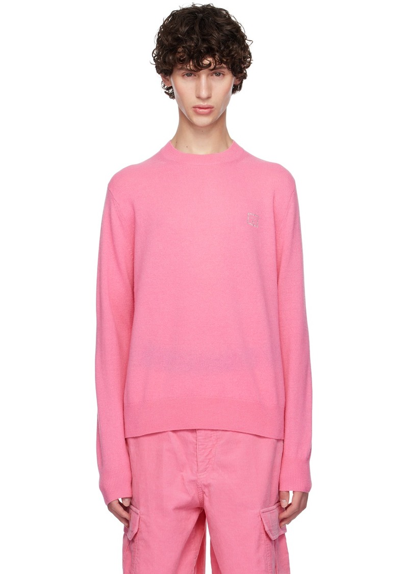 Acne Studios Pink Crystal-Cut Logo Sweater