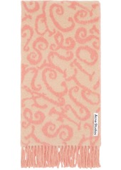 Acne Studios Pink Monogram Jacquard Scarf