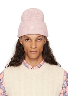 Acne Studios Pink Small Face Logo Beanie