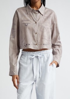 Acne Studios Sherika Trompe l'Oeil Crop Cotton Voile Button-Up Shirt