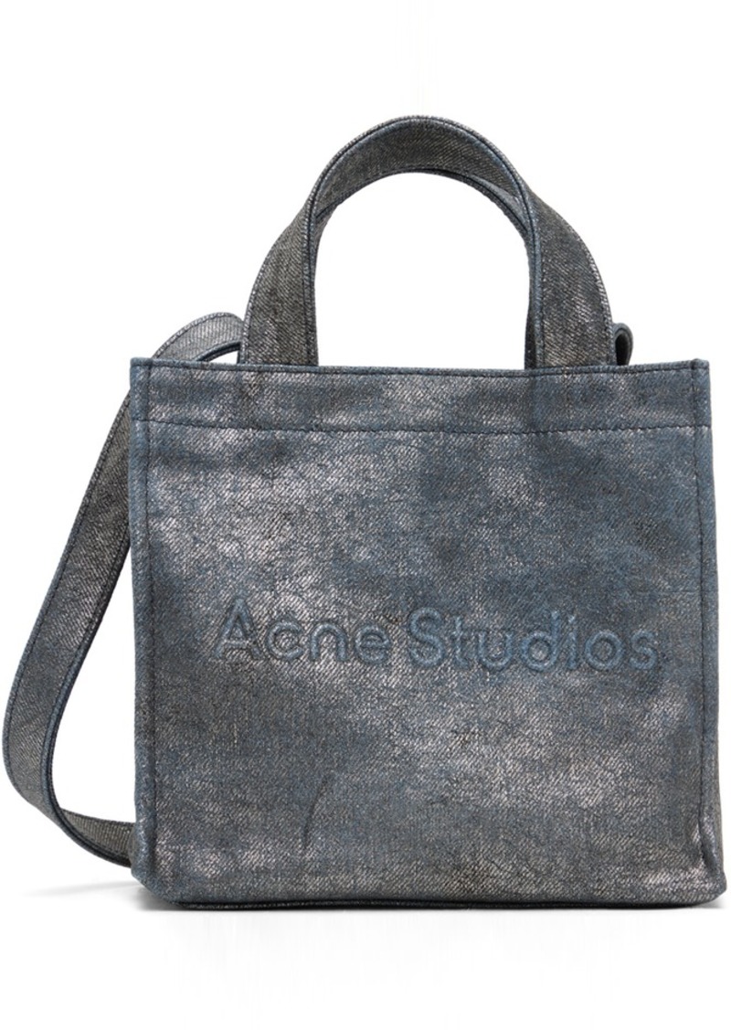 Acne Studios Silver & Blue Logo Mini Shoulder Tote