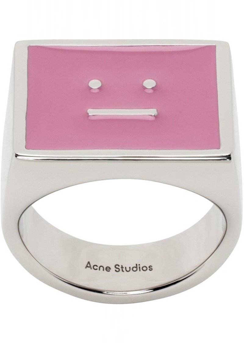 Acne Studios Silver & Pink Enamel Ring