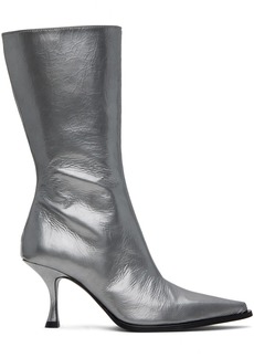 Acne Studios Silver Leather Heel Boots