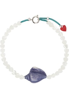 Acne Studios White & Blue Heart Pearl Necklace