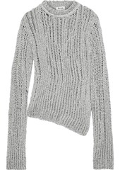 Acne Studios Woman Asymmetric Metallic Open-knit Cotton-blend Sweater White