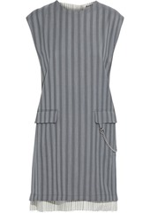 Acne Studios Woman Chain-embellished Striped Wool And Broadcloth Mini Dress Gray