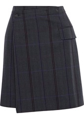 Acne Studios Woman Checked Herringbone Wool And Cotton-blend Mini Wrap Skirt Gray