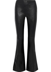 Acne Studios Woman Paneled Leather And Ribbed Knit Flared Pants Black