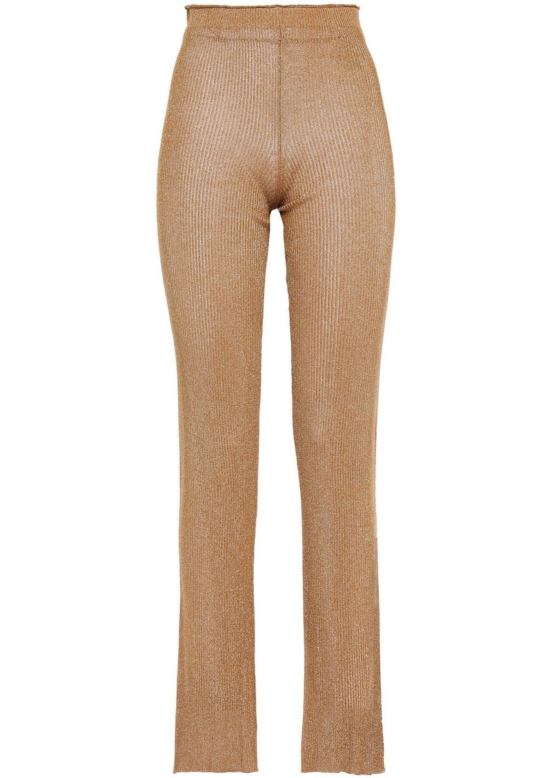 Acne Studios - Metallic ribbed-knit flared pants - Brown - XXS