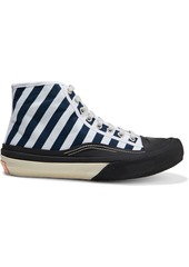 Acne Studios Woman Striped Cotton-canvas High-top Sneakers Midnight Blue