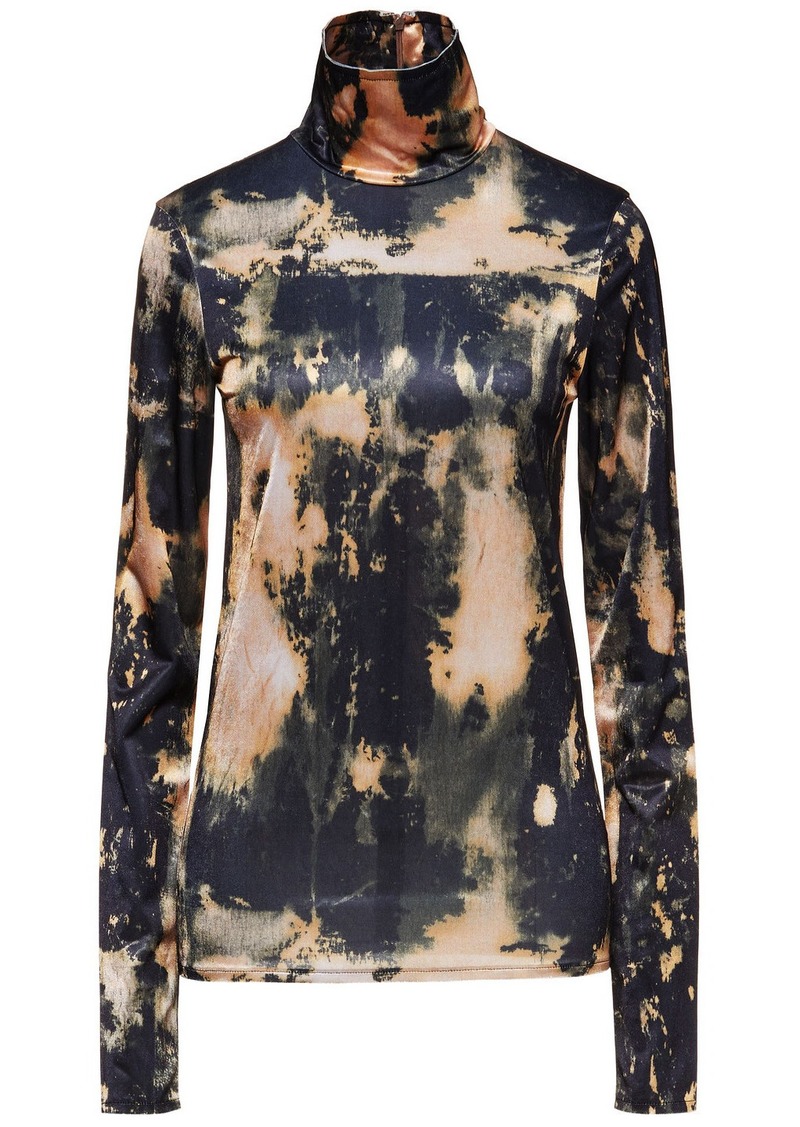 Acne Studios - Tie-dyed satin-jersey turtleneck top - Green - XXS