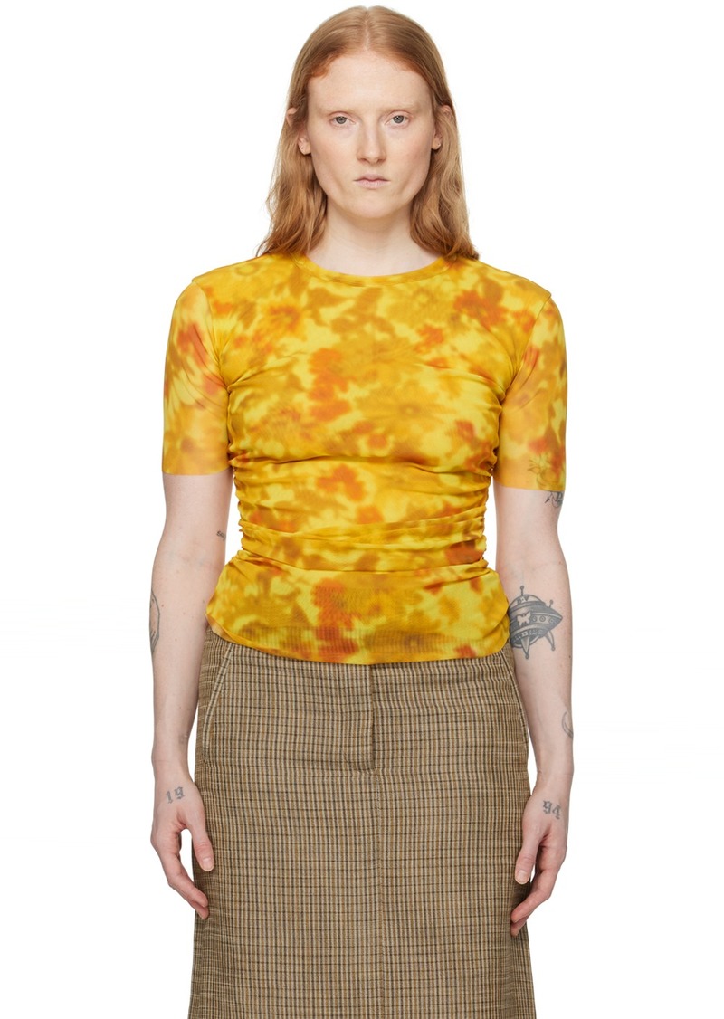 Acne Studios Yellow Ruched T-Shirt