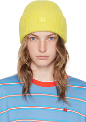 Acne Studios Yellow Small Face Logo Beanie