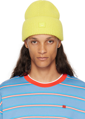 Acne Studios Yellow Small Face Logo Beanie