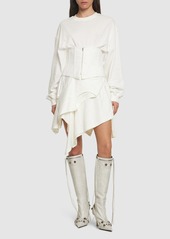 Acne Studios Asymmetric Cotton Blend Dress W/ Corset
