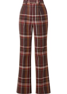 Acne Studios Checked Wool And Silk-blend Flared Pants