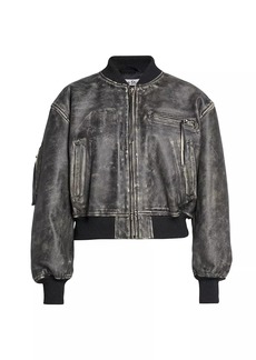 Acne Studios Cropped Leather Bomber Jacket