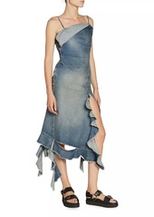 Acne Studios Delouise Denim Asymmetric Midi-Dress