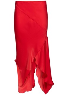 Acne Studios Draped Silk Asymmetric Midi Skirt