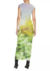 Acne Studios Eflora Blurry Landscape Mesh Maxi Dress