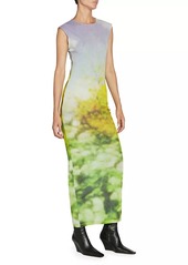 Acne Studios Eflora Blurry Landscape Mesh Maxi Dress