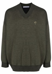 Acne Studios embroidered-logo oversized v-neck sweater