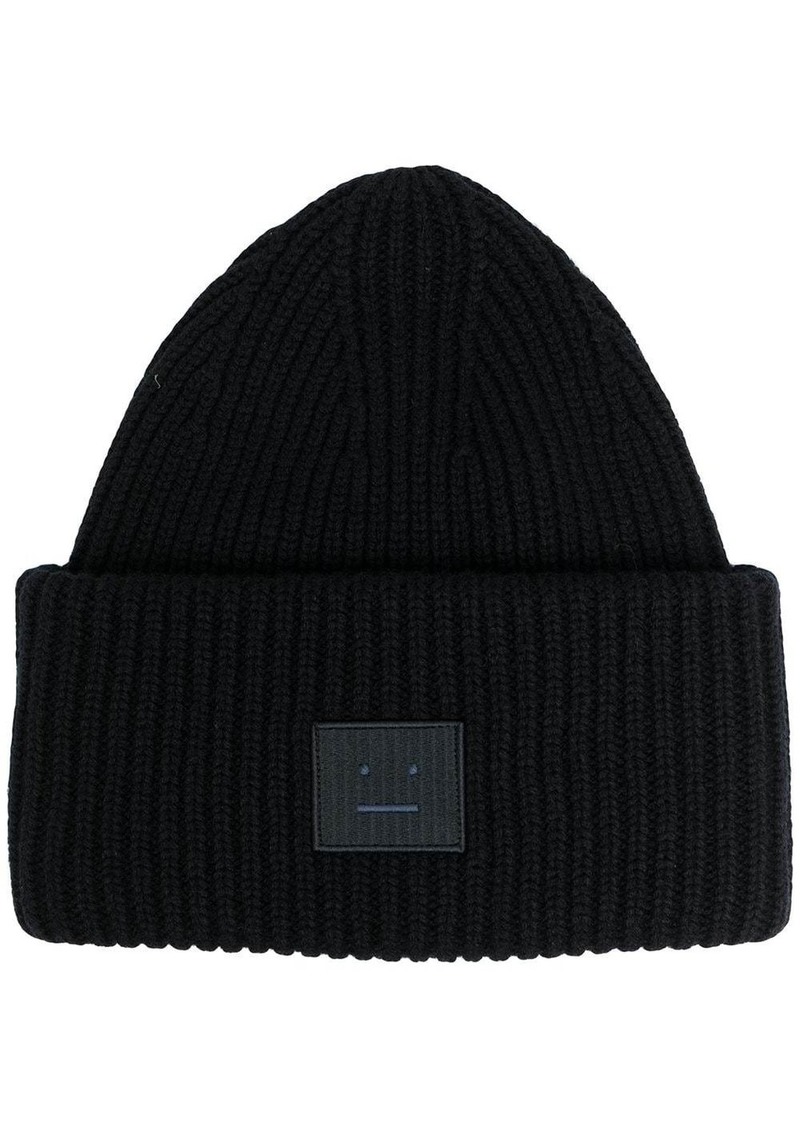 Acne Studios face-patch ribbed knit beanie