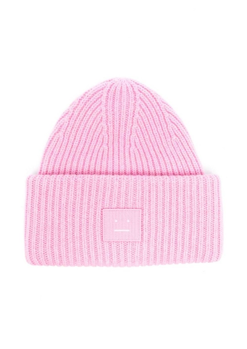 Acne Studios face-patch ribbed-knit beanie