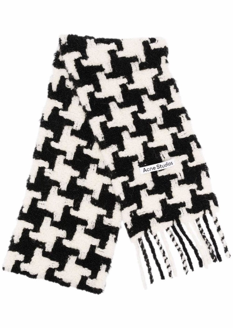 Acne Studios houndstooth-pattern knitted scarf