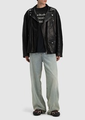 Acne Studios Liker Distressed Leather Jacket