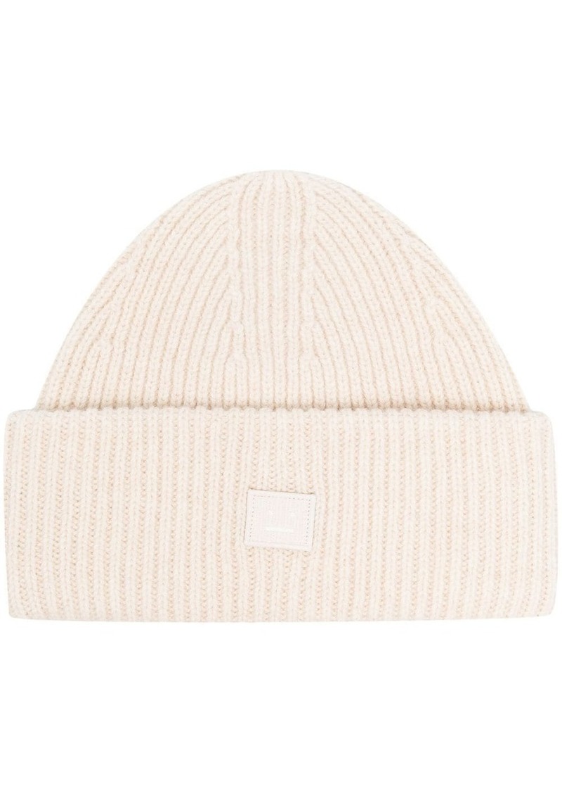 Acne Studios logo motif rib-knit beanie