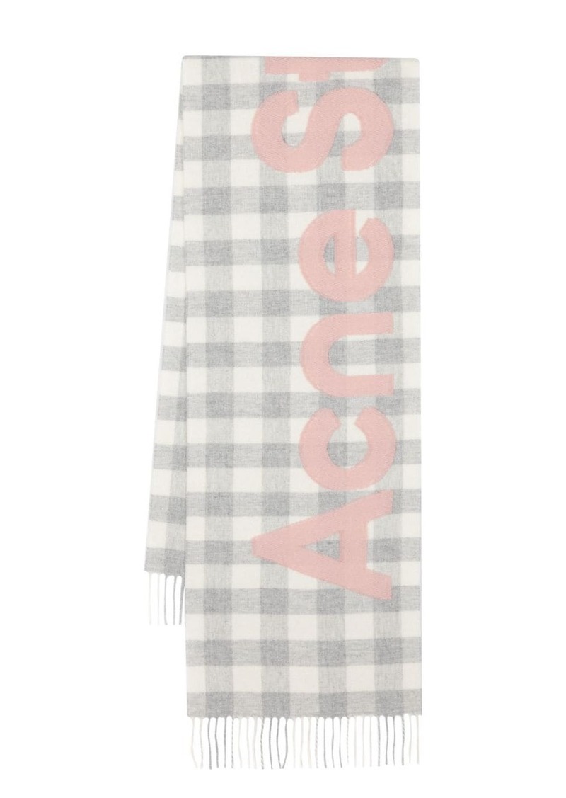 Acne Studios logo-patch checked wool scarf