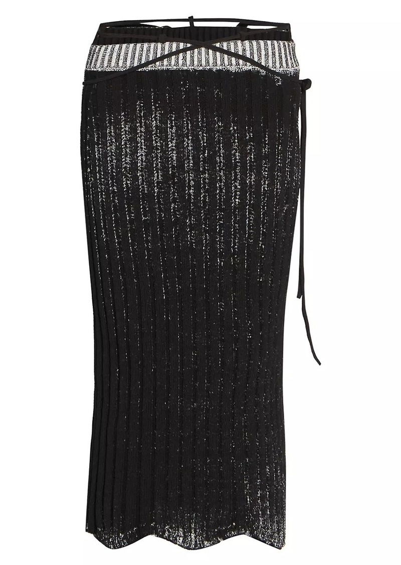 Acne Studios Metallic Rib-Knit Maxi Skirt