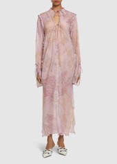 Acne Studios Printed Cotton & Silk Long Kaftan Dress