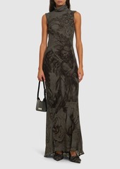 Acne Studios Printed Fluid Viscose Crepe Long Dress