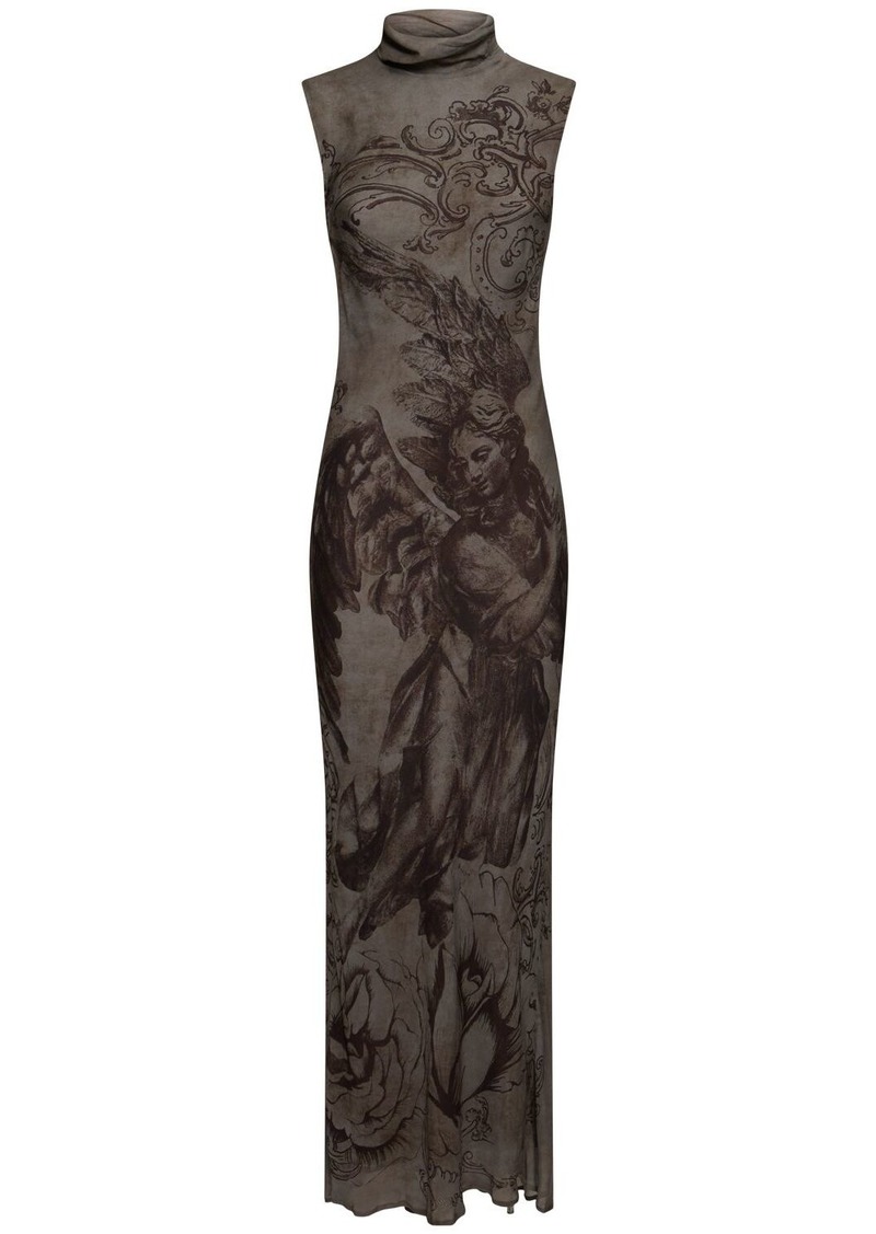 Acne Studios Printed Fluid Viscose Crepe Long Dress