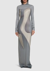 Acne Studios Printed Jersey Hooded Long Dress