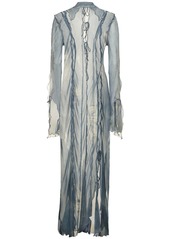 Acne Studios Printed Satin Denim Effect Long Dress