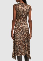 Acne Studios Printed Satin Sleeveless Midi Dress