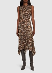 Acne Studios Printed Satin Sleeveless Midi Dress