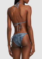 Acne Studios Printed Triangle Denim Effect Bikini Set