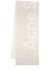 Acne Studios Toronty Contrast Logo Wool Blend Scarf