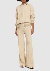 Acne Studios Wool Blend Cable Knit Flared Pants