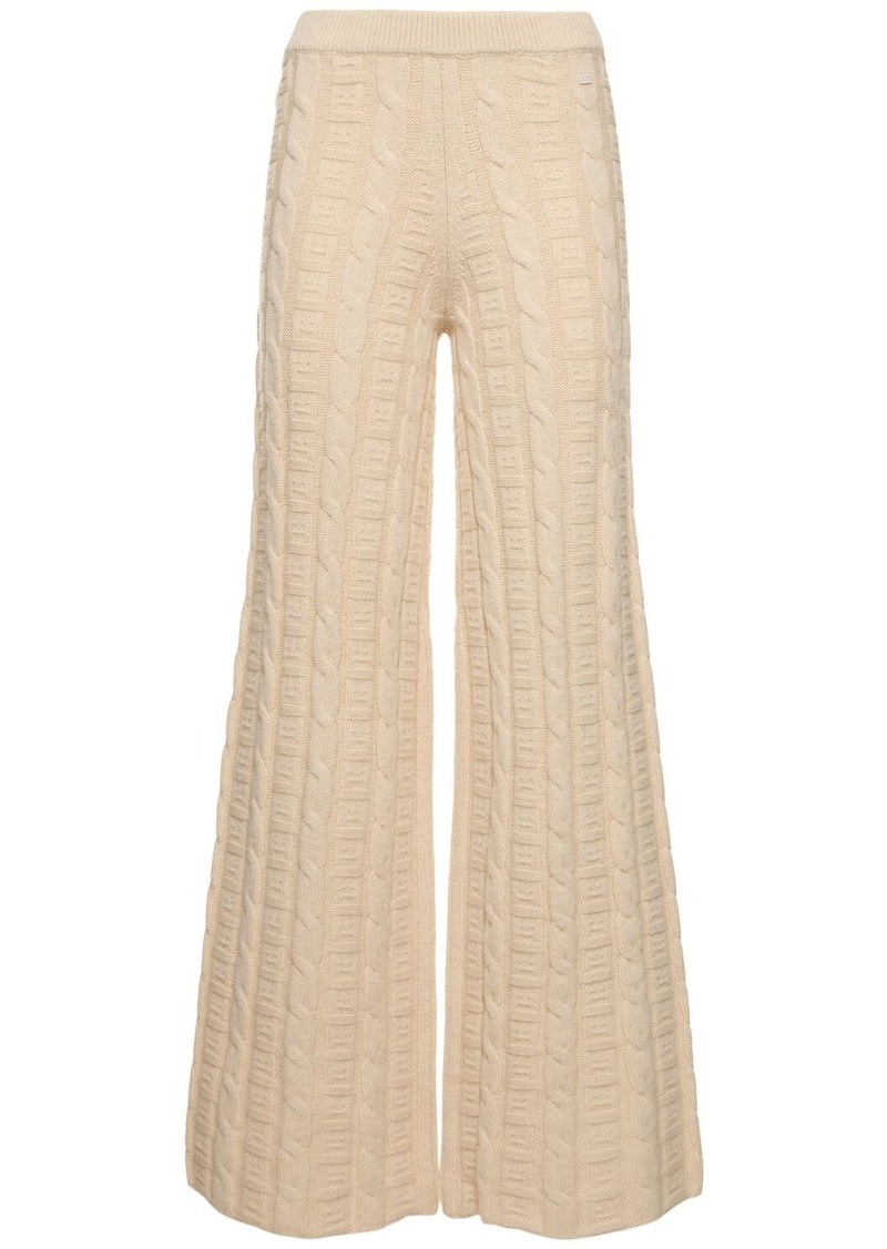 Acne Studios Wool Blend Cable Knit Flared Pants