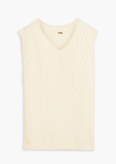 Adam Lippes - Brushed cable-knit cashmere and silk-blend vest - White - XL