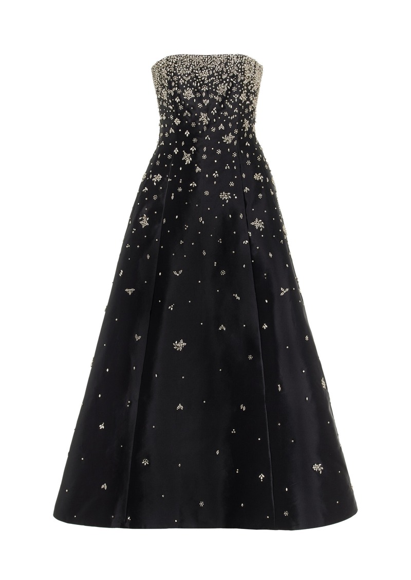 Adam Lippes - Crystal-Embellished Silk Mikado Strapless Gown - Black - US 4 - Moda Operandi