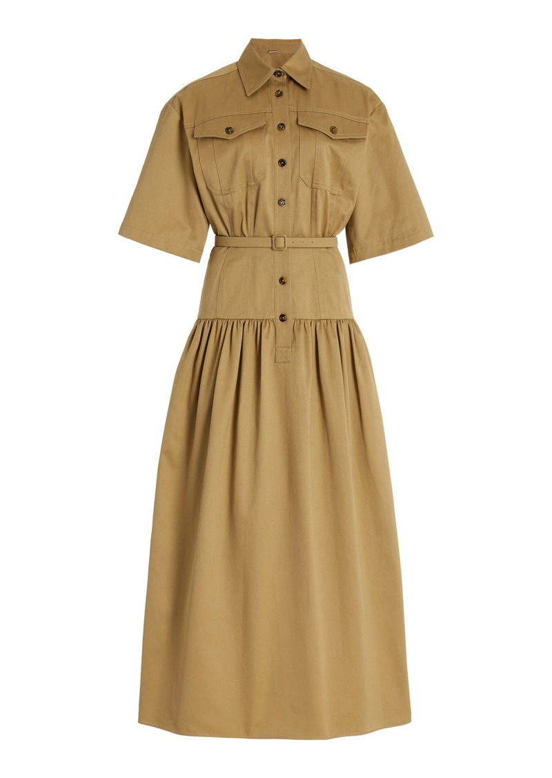 Adam Lippes - Drop-Waist Cotton-Twill Dress - Khaki - US 4 - Moda Operandi