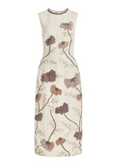 Adam Lippes - Embroidered Silk-Wool Midi Dress - Multi - US 2 - Moda Operandi